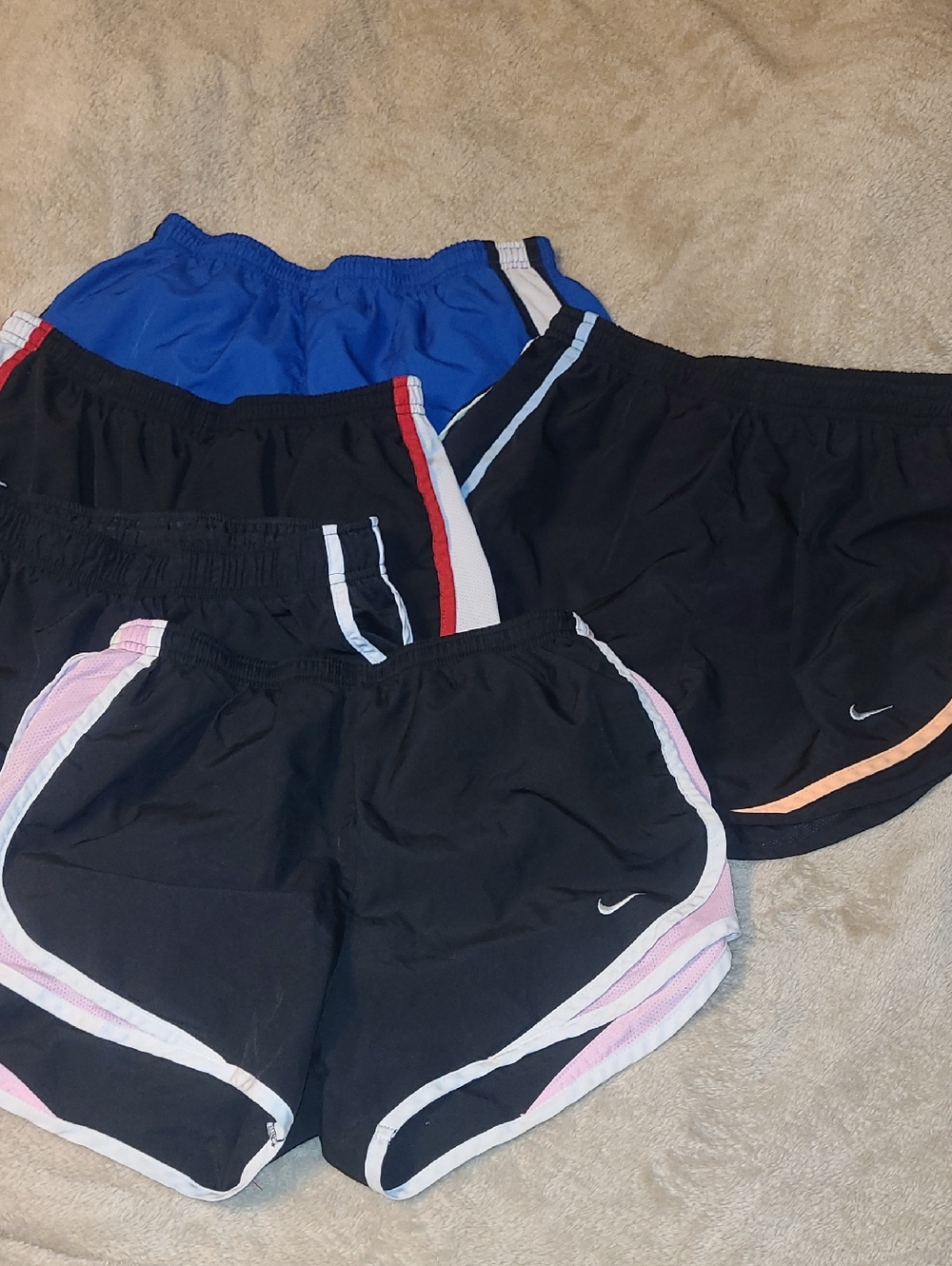 Nike Women's Athletic Shorts Bundle in Black, Blue, Pink And Blue Size Small